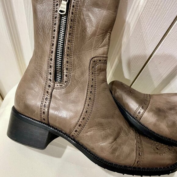 MARINA RINALDI MID CALF WESTERN BOOTS GREY DISTRESSED GRUNGE MADE IN ITALY SZ 35 - Picture 14 of 16